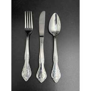 Estia Cascade 3pc Child's Set Stainless Flatware Spoon Knife Fork Teddy Bear